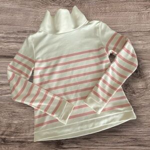 Dudley Stephens Park Slope Turtleneck Cream Blush Stripe Terry Fleece Small NWT